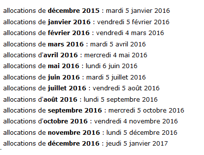 calendrier caf 2016